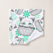 Kat Schattige en speels piekend uit een broekzak Bad Handdoek (Wasdoekje)