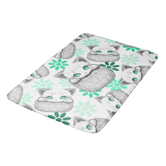 Kat Schattige en speels piekend uit een broekzak Badmat (Gekanteld)