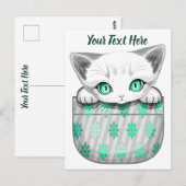 Kat Schattige en speels piekend uit een broekzak Briefkaart (Voorkant / Achterkant)