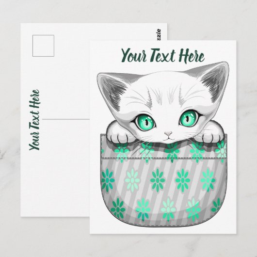 Kat Schattige en speels piekend uit een broekzak Briefkaart (Voorkant / Achterkant)
