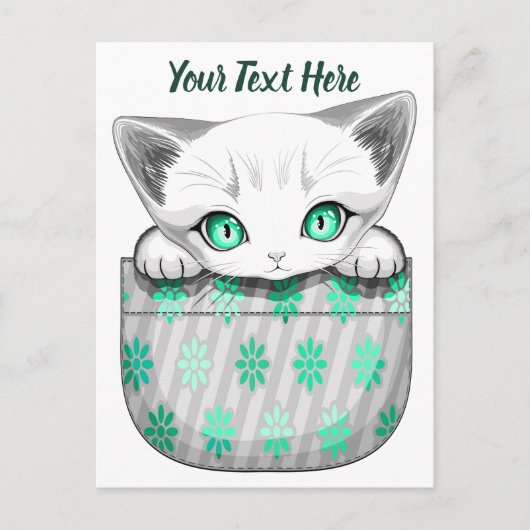 Kat Schattige en speels piekend uit een broekzak Briefkaart (Voorkant)