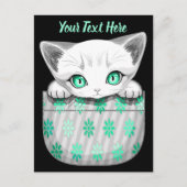 Kat Schattige en speels piekend uit een broekzak Briefkaart (Voorkant)