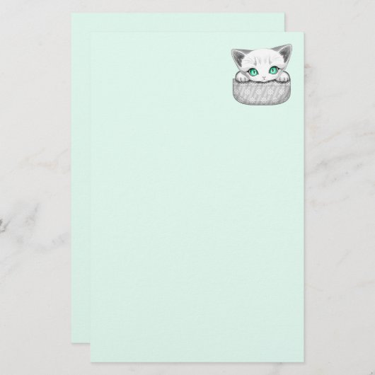 Kat Schattige en speels piekend uit een broekzak Briefpapier (Voorkant / Achterkant)