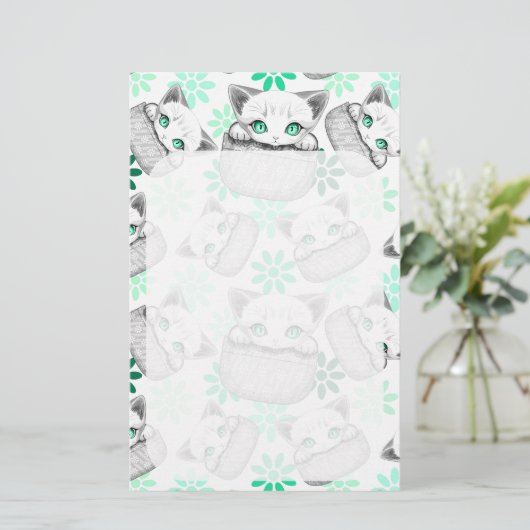 Kat Schattige en speels piekend uit een broekzak Briefpapier (Staand voorkant)