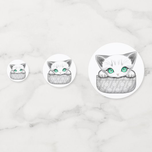 Kat Schattige en speels piekend uit een broekzak Confetti (Voorkanten)