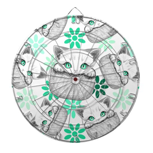 Kat Schattige en speels piekend uit een broekzak Dartbord (Voorkant)