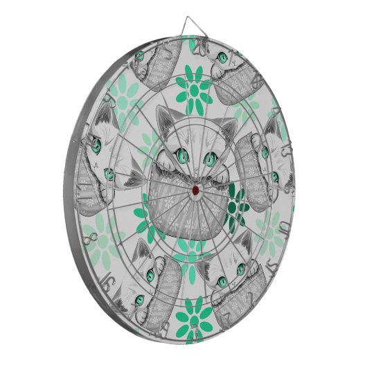 Kat Schattige en speels piekend uit een broekzak Dartbord (Voorkant Links)