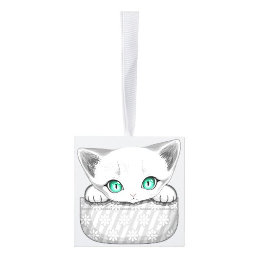 Kat Schattige en speels piekend uit een broekzak Decoratie (Rechts)