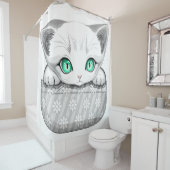 Kat Schattige en speels piekend uit een broekzak Douchegordijn (In situ)