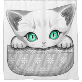 Kat Schattige en speels piekend uit een broekzak Douchegordijn (Voorkant)