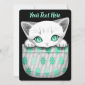 Kat Schattige en speels piekend uit een broekzak Feestdagenkaart (Voorkant)