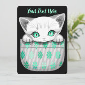 Kat Schattige en speels piekend uit een broekzak Feestdagenkaart (Staand voorkant)