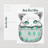 Kat Schattige en speels piekend uit een broekzak Feestdagenkaart (Voorkant / Achterkant)