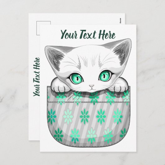 Kat Schattige en speels piekend uit een broekzak Feestdagenkaart (Voorkant / Achterkant)