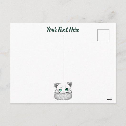 Kat Schattige en speels piekend uit een broekzak Feestdagenkaart (Achterkant)