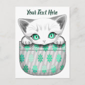 Kat Schattige en speels piekend uit een broekzak Feestdagenkaart (Voorkant)