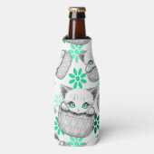 Kat Schattige en speels piekend uit een broekzak Flesjeskoeler (Fles Voorkant)