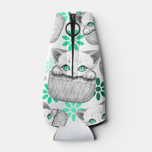 Kat Schattige en speels piekend uit een broekzak Flesjeskoeler (Achterkant)