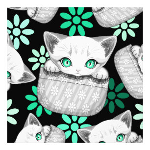 Kat Schattige en speels piekend uit een broekzak Foto Afdruk