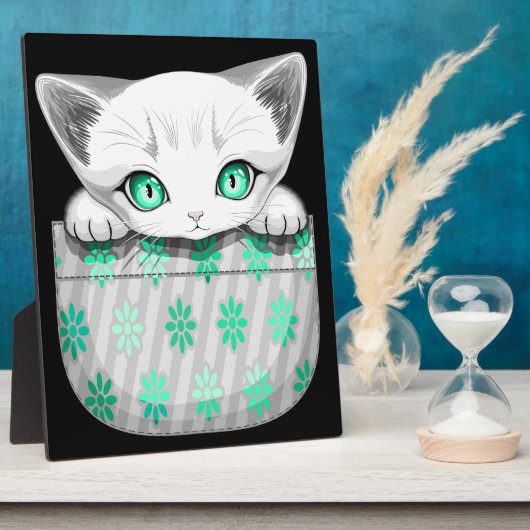 Kat Schattige en speels piekend uit een broekzak Fotoplaat (Zijkant)