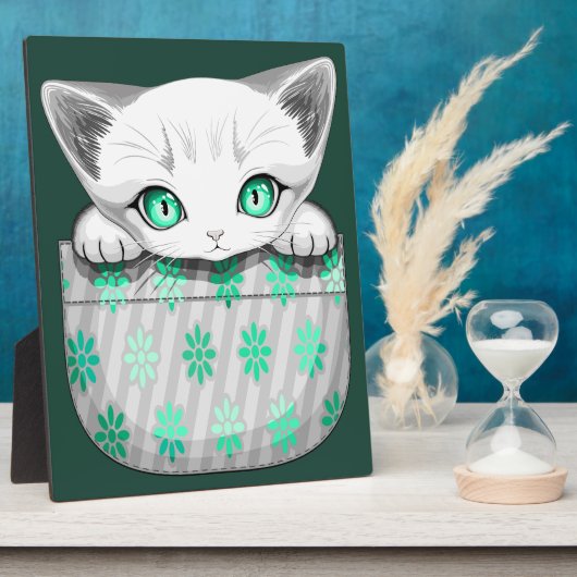 Kat Schattige en speels piekend uit een broekzak Fotoplaat (Zijkant)