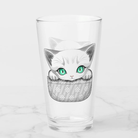 Kat Schattige en speels piekend uit een broekzak Glas (Achterkant)
