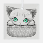 Kat Schattige en speels piekend uit een broekzak Glas Ornament (Achterkant)