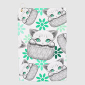 Kat Schattige en speels piekend uit een broekzak Golfhanddoek (Voorkant)