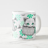 Kat Schattige en speels piekend uit een broekzak Grote Koffiekop (Voorkant rechts)