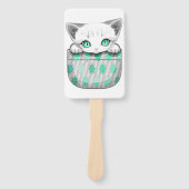 Kat Schattige en speels piekend uit een broekzak Handwaaier (Voorkant)