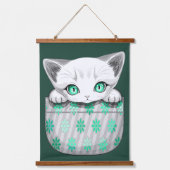 Kat Schattige en speels piekend uit een broekzak Hangend Wandkleed (Voorkant)