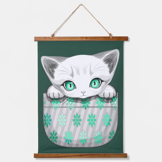 Kat Schattige en speels piekend uit een broekzak Hangend Wandkleed (Voorkant)