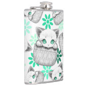 Kat Schattige en speels piekend uit een broekzak Heupfles (Rechts)