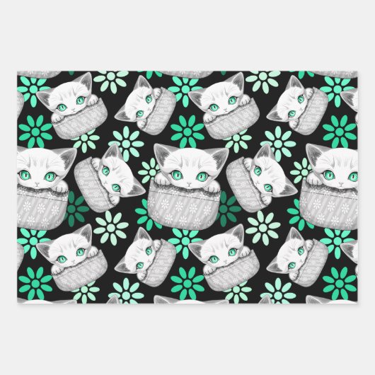 Kat Schattige en speels piekend uit een broekzak Inpakpapier Vel (Voorkant 3)