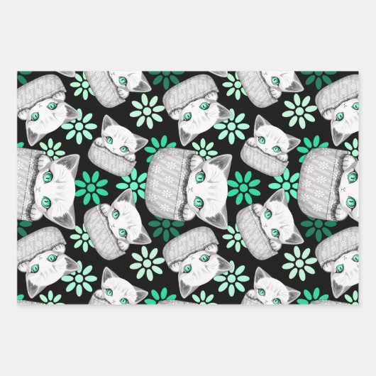 Kat Schattige en speels piekend uit een broekzak Inpakpapier Vel (Voorkant)