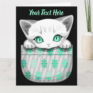 Kat Schattige en speels piekend uit een broekzak Kaart