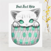 Kat Schattige en speels piekend uit een broekzak Kaart (Gele Bloem)