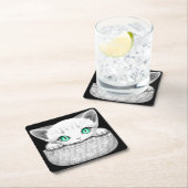 Kat Schattige en speels piekend uit een broekzak Kartonnen Onderzetters (Insitu)