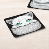 Kat Schattige en speels piekend uit een broekzak Kartonnen Onderzetters (Schuin)