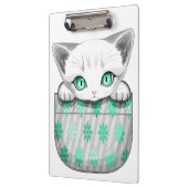 Kat Schattige en speels piekend uit een broekzak Klembord (Links)