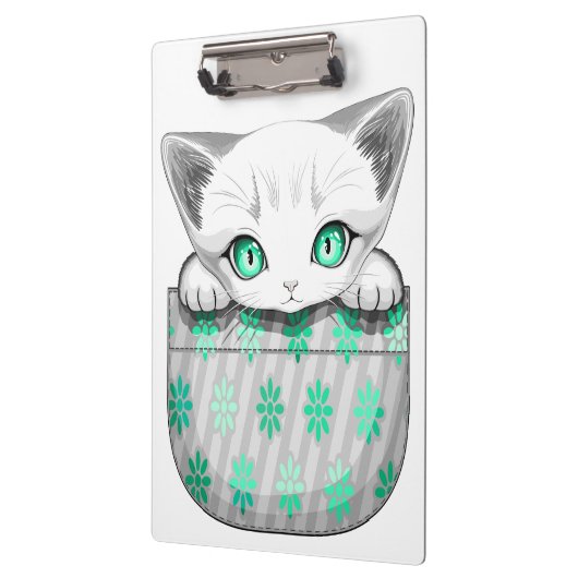 Kat Schattige en speels piekend uit een broekzak Klembord (Links)