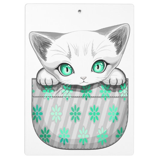 Kat Schattige en speels piekend uit een broekzak Klembord (Achterkant)