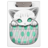 Kat Schattige en speels piekend uit een broekzak Klembord (Voorkant)