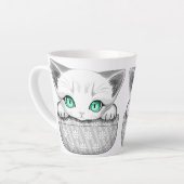 Kat Schattige en speels piekend uit een broekzak Latte Mok (Linkerhoek)