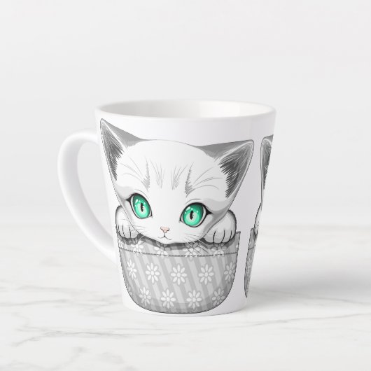 Kat Schattige en speels piekend uit een broekzak Latte Mok (Linkerhoek)