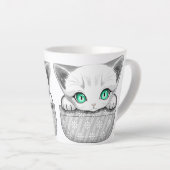 Kat Schattige en speels piekend uit een broekzak Latte Mok (Rechterhoek)