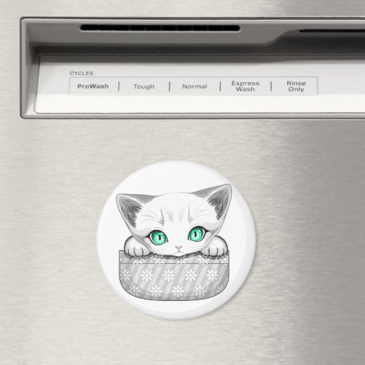 Kat Schattige en speels piekend uit een broekzak Magneet (Insitu (Vaatwasser))