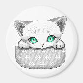 Kat Schattige en speels piekend uit een broekzak Magneet (Voorkant)