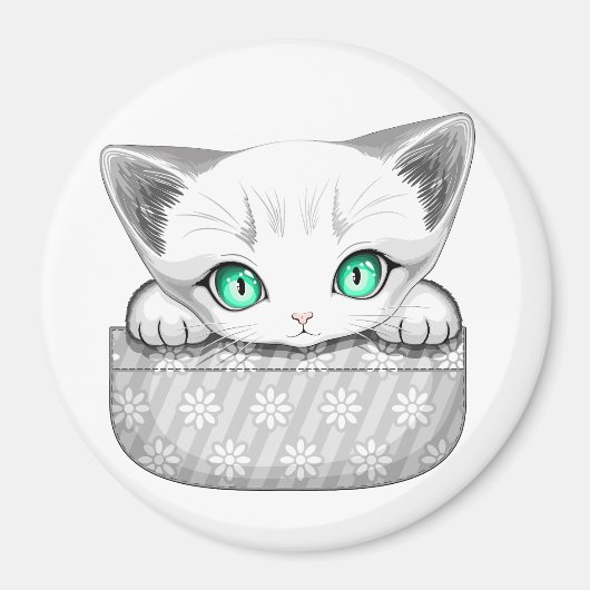 Kat Schattige en speels piekend uit een broekzak Magneet (Voorkant)