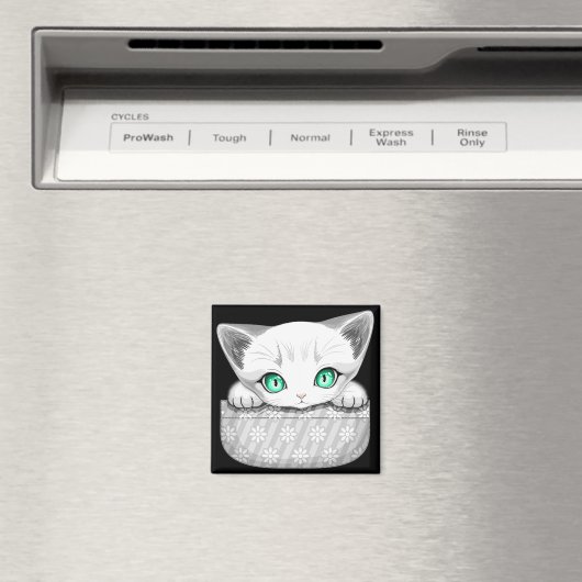 Kat Schattige en speels piekend uit een broekzak Magneet (Insitu (Vaatwasser))